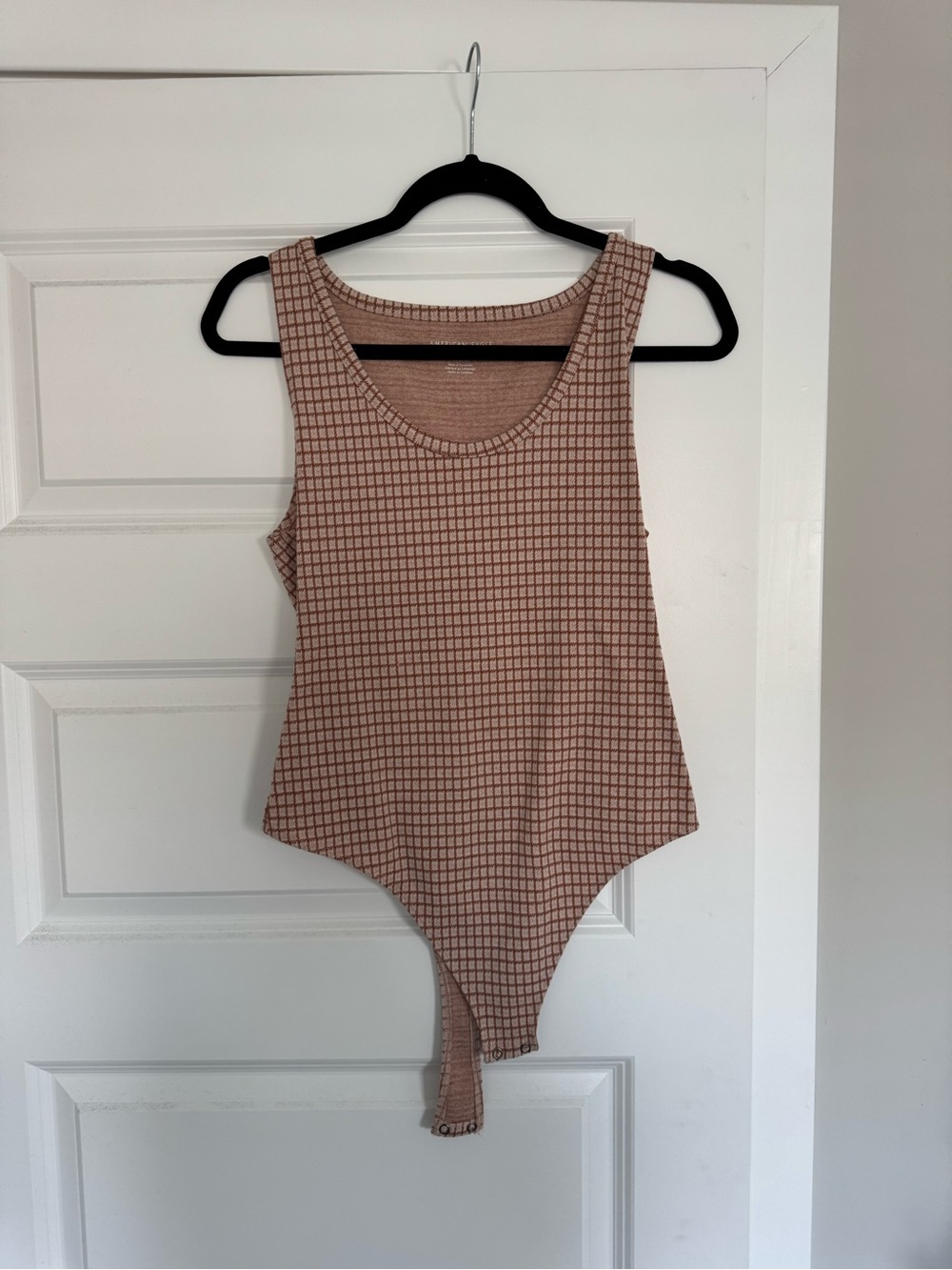 American Eagle Outfitters Mauve Grid Tank Bodysuit